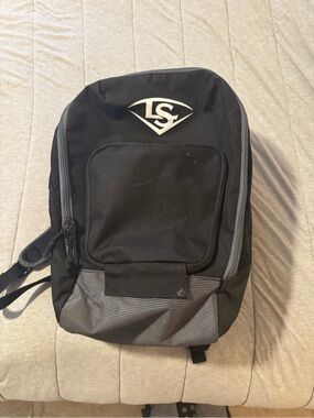 Louisville Slugger Omaha Baseball Backpack Bat Bag Black Gray